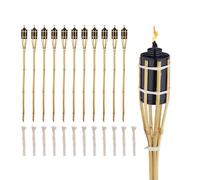 Relaxdays Torche de Jardin en Bambou, lot 12, décoration pour fête, avec mèches supplémentaires, 90x6 cm, Nature