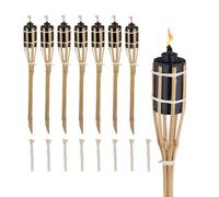 Relaxdays Torche de Jardin en Bambou, lot 8, décoration pour fête, avec mèches supplémentaires, 50x6 cm, Nature