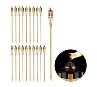 Relaxdays Torche de Jardin en Lot de 20, Flambeaux en Bambou, avec mèche, éclairage d'ambiance, Hauteur : 90 cm, Nature