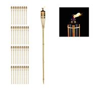 Relaxdays Torche de Jardin en Lot de 40, Flambeaux en Bambou, avec mèche, éclairage d'ambiance, Hauteur : 90 cm, Nature