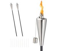 relaxdays Torches de jardin en acier inoxydable, lot de 3