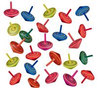 relaxdays Toupie en bois multicolore, set de 24 pièces