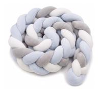 Relaxdays: tour de lit tressé en polyester, protection douce pour lit bébé, 220 cm, gris-bleu