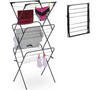 Relaxdays Séchoir à Linge Pliable, 18 Barres, 136x62x51 cm, intérieur, métal, étendoir à Linge Compact, Noir