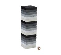 Relaxdays Tour vacillante, Blocs en Noir, Blanc, Gris, 54 Cubes à empiler, dé, HxLxP: env. 26,5x7,5x7,5 cm, Multicolore
