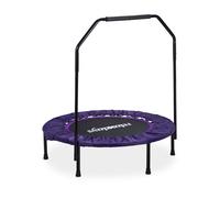 Relaxdays Mini-Trampoline Pliable Fitness Barre de Maintien Ø102 cm Max 120 kg Violet