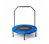 Relaxdays Trampoline avec Barre d'appui, Ø 102 cm, Mini-Trampoline Pliable jusqu'à 120 kg, Fitness Indoor, Bleu