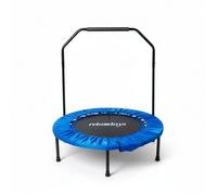 Relaxdays Trampoline avec barre d'appui, Ø 102 cm, mini-trampoline pliable jusqu'à 120 kg, fitness indoor, bleu