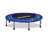 Relaxdays Trampoline intérieur pliable bleu-noir fitness gym musculation HxlxP: 22 x 95 x 95 cm charge maximale 100 kg, bleu-noir