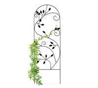 Relaxdays Treillis jardin oiseaux fer, Clôture plante grimpante Grille fleurs métal, Arceau rosier, 120 x 40 cm, noir