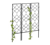Relaxdays Treillis de Jardin, métal, Lot de 12, à Planter, Support pour Plantes grimpantes, 122x31 cm, Jardin, Noir