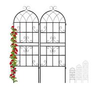 Relaxdays treillis de jardin, métal, lot de 2, à planter, tuteur pour plantes grimpantes, 150 x 50 cm, noir