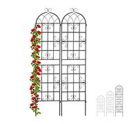 Relaxdays treillis de jardin, métal, lot de 2, à planter, tuteur pour plantes grimpantes, 220 x 50 cm, noir