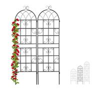 Relaxdays treillis de jardin, métal, lot de 2, à planter, tuteur pour plantes grimpantes, 180 x 50 cm, noir