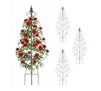 Relaxdays Treillis en Acier Lot de 4, Motif Feuille, Support Plantes grimpantes, Brun, 100 x 40 cm