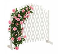 Relaxdays 10026332_49 Treillis Jardin en Bois Extensible 200 cm, Clôture Grillage Pliable, Plante grimpante Brise-Vue Balcon, Blanc