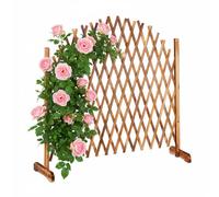 Relaxdays Treillis Jardin en Bois Extensible 200 cm, Clôture Grillage Pliable, Plante grimpante Brise-Vue Balcon, Flambe, Nature