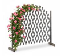 Relaxdays, gris Treillis jardin en bois extensible 200 cm, Clôture grillage pliable, Plante grimpante Brise-vue balcon