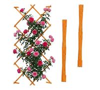 Relaxdays Treillis Extensible, Lot de 3, 180 x 120 cm, Bois, Fixation Murale, Support pour Plantes grimpantes, Orange