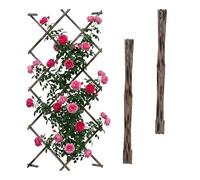 Relaxdays Treillis Extensible, Lot de 3, 180x120 cm, Sapin brûlé, Fixation Murale, pour Plantes grimpantes