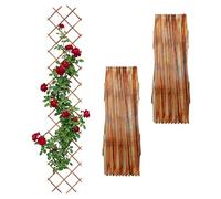 Relaxdays Treillis Extensible, Lot de 3, 270 x 45 cm, Bois brûlé, Fixation Murale, pour Plantes grimpantes