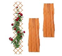 Relaxdays Treillis Extensible, Lot de 3, 270 x 45 cm, Bois, Fixation Murale, Support pour Plantes grimpantes, Orange