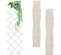 Relaxdays Treillis extensible, set de 3, aide pour grimper plantes grimpantes, 180x60 cm, jardin, balcon, terrasse, bois, blanc
