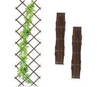Relaxdays Treillis, extensible, set de 3, aide pour grimper plantes grimpantes, 180x60 cm, jardin, balcon & terrasse, bois, brun, 180x60cm
