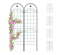 Relaxdays Treillis Jardin Fer Set de 2 clôture Plante grimpante Grille Fleurs Arceau Rosier 180 x 50 cm B, Vert foncé