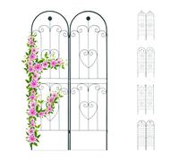 Relaxdays Treillis Jardin Fer Set de 2 clôture Plante grimpante Grille Fleurs Arceau Rosier 180 x 50 cm A, Vert foncé