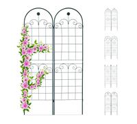 Relaxdays Treillis jardin fer set de 2 clôture plante grimpante grille fleurs arceau rosier 180 x 50 cm B, vert foncé