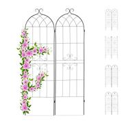 Relaxdays Treillis Jardin Fer Set de 2 clôture Plante grimpante Grille Fleurs Arceau Rosier 180 x 50 cm E, Vert foncé