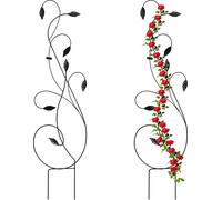 Relaxdays Tuteur décoratif, métal, Lot de 2, Support pout Plantes grimpantes, à Planter,H x L : 144 x 39 cm, Noir