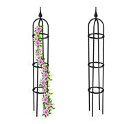 Relaxdays Trellis obélisque, Lot de 2, 100 m de Hauteur, Plantes grimpantes, en métal, Stable, Tour pour Rosier, Noir
