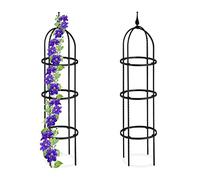 Relaxdays Trellis obélisque, Lot de 2, 100 m de Hauteur, Plantes grimpantes, en métal, Stable, Tour pour Rosier, Noir