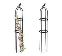 Relaxdays Trellis obélisque, Lot de 2, 126 m de Hauteur, Plantes grimpantes, en métal, Stable, Tour pour Rosier, Noir