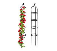 Relaxdays Trellis obélisque, Lot de 2, 180 cm de Hauteur, Plantes grimpantes, en métal, Stable, Tour pour Rosier, Noir