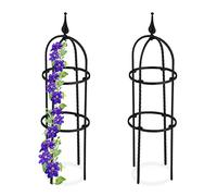 Relaxdays Trellis obélisque, Lot de 2, 70 m de Hauteur,pour Plantes grimpantes, en métal, Stable, Tour pour Rosier, Noir
