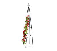 Relaxdays Trellis Pyramide, 204 m de Hauteur, Support pour Plantes grimpantes, en métal, Stable, Tour pour Rosier, Noir