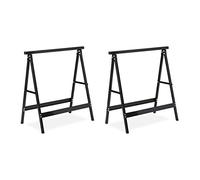 Relaxdays tréteau jeu de, 2 charge maximale de 100 kg, stable, hauteur de travail 75 cm, peu de place, acier, noir