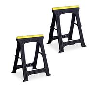 Relaxdays Tréteau pliable, lot de 2, charge 170 kg, solide, hauteur de travail 79 cm, peu encombrant, plastique, noir