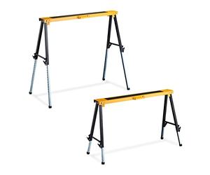 Relaxdays Tréteaux, Lot de 2, HxLxP: 91,5x106x50 cm, Hauteur réglable, Supports pour Le Bricolage, poignées, Orange