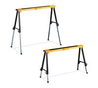 Relaxdays Tréteaux télescopiques, set 2, Chevalet pliable, poignée, 150 kg, hauteur réglable 64-91,5 cm, noir-orange