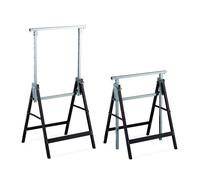 Relaxdays Tréteaux télescopiques, set 2, Chevalet pliable, poignée, 200 kg, 7- hauteur réglable 80-130 cm, noir-argenté