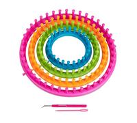 Relaxdays Tricotins circulaires, 4 Anneaux, Enfants & Adultes, Bonnets & écharpes, D: 28cm, 24cm, 19cm, 14 cm, coloré