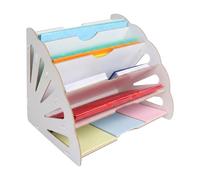 Relaxdays trieur A4, 5 Compartiments inclinés, 28 x 34 x 28 cm, MDF, Organiseur de Bureau, Blanc