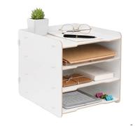 Relaxdays trieur bureau A4 4 compartiments HxLxP 25 x 25 x 31 cm MDF montage emboîté porte-documents blanc