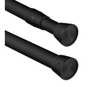 Relaxdays Tringle à Rideau Extensible, 110-200 cm, Barre de Serrage, sans perçage, Douche, fenêtre, Noir