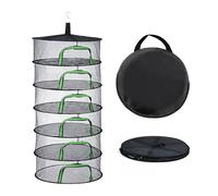 Relaxdays Trockennetz Pliable, séchoir à 6 Niveaux pour Herbes, Fruits, légumes, à Suspendre, Vert/Noir