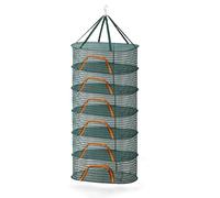 Relaxdays Trockennetz Pliable, séchoir à 6 Niveaux pour Herbes, Fruits, légumes, à Suspendre, Vert/Orange